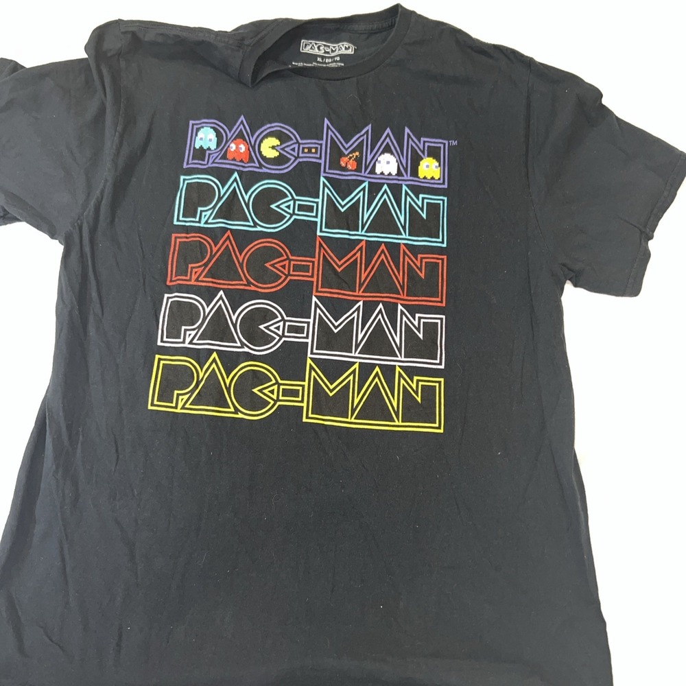 PAC-MAN T SHIRT Unisex Xl BLACK RETRO 70s 80s‎ ARCADE VIDEO GAME 288